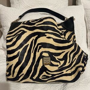 Dooney & Bourke Zebra Print Shoulder Large Sac  Bag - Black and Tan